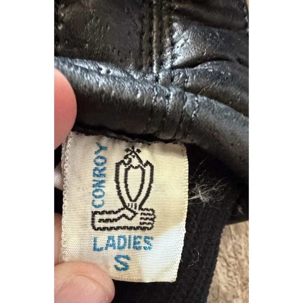 Vintage Conroy Leather Mittens Womens Small Black Insulated Winter Gloves